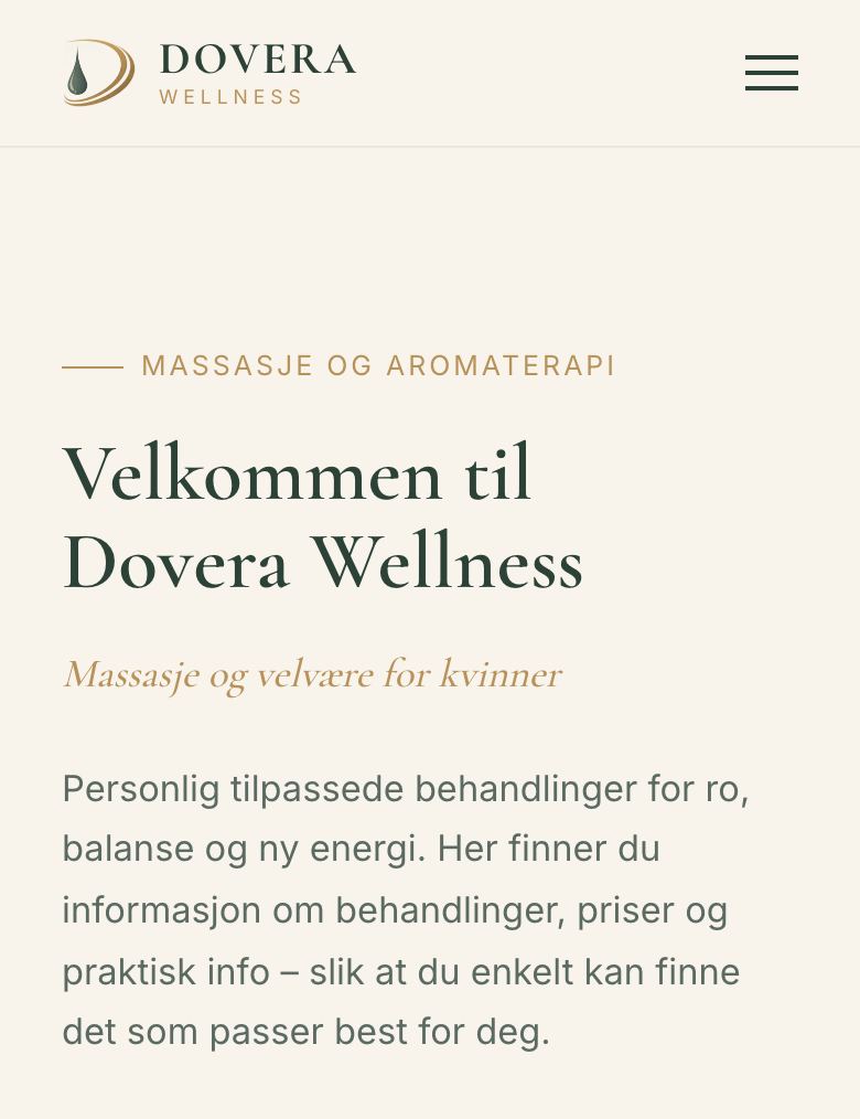 Dovera Wellness svetainė telefone