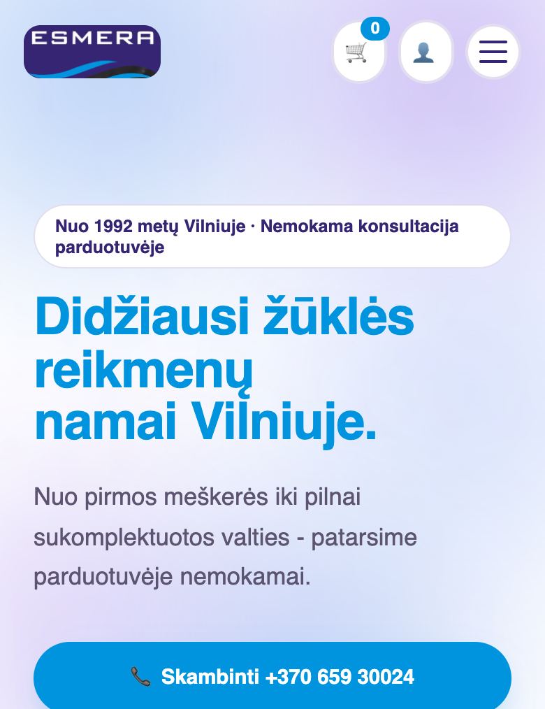 Esmera žūklės e-parduotuvė telefone